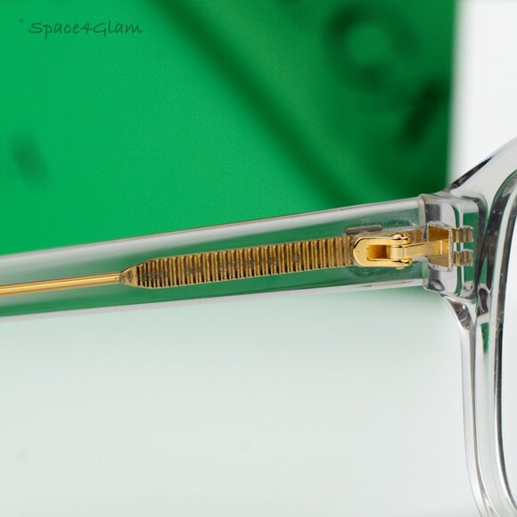 NEW Bottega Veneta BV1295O 004 Transparent Grey Demo Square Unisex Eyeglasses - Picture 5 of 7